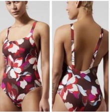 Athleta Brown Tropical Hero Bloom One Piece Swimsuit Size Large