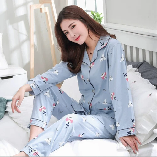 Cotton Women's Pajama Set Soft Long Sleeve Pajama Set with Pocket- - Picture 17 of 33