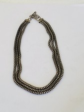 Silpada 925 Italy Sterling Silver 3-Strands Popcorn Chain Toggle Necklace N1108