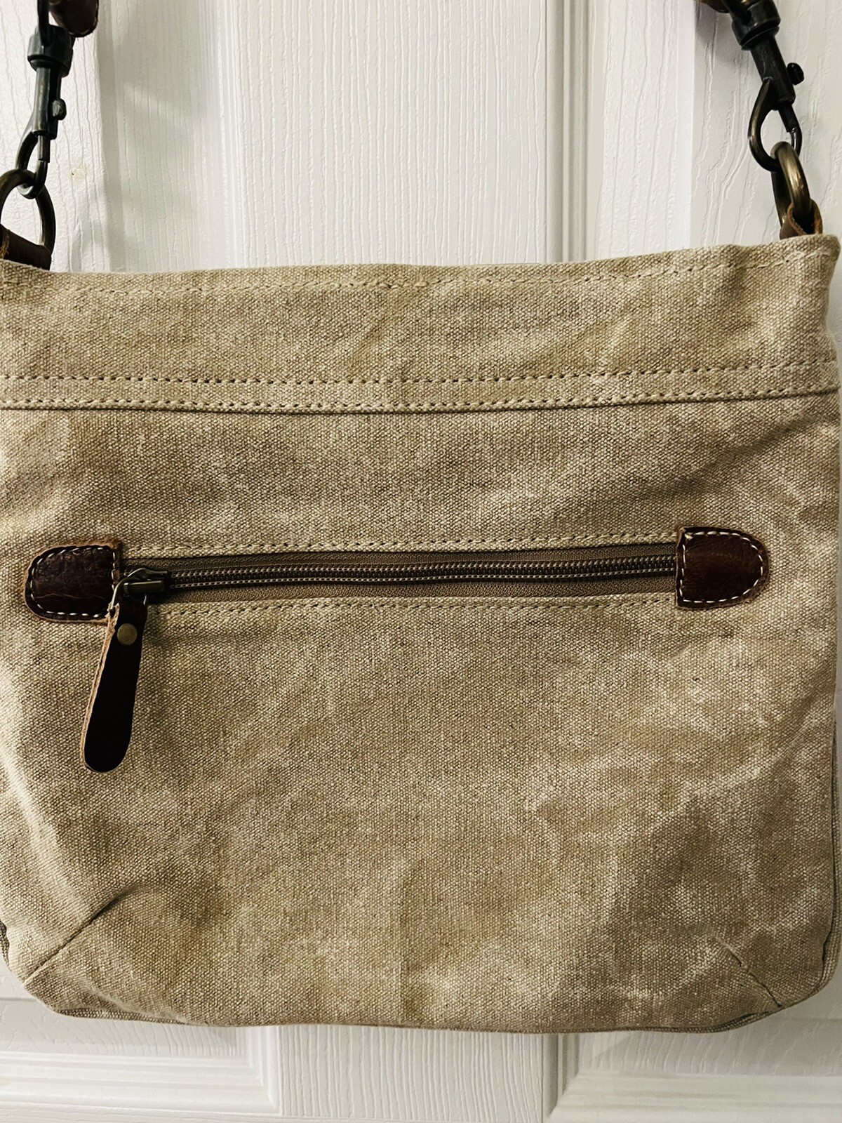 Myra Bag Crossbody, Canvas And Leather With Front poc… Gem