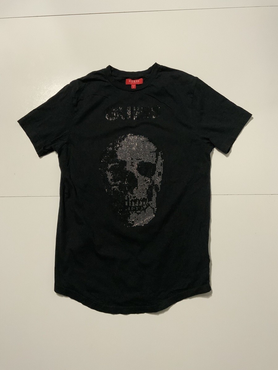 Y2K Guess Los Angeles Skull Rhinestone Skeleton Head Black Y2K Guess Los Angeles Skull Rhinestone Skeleton Head Black