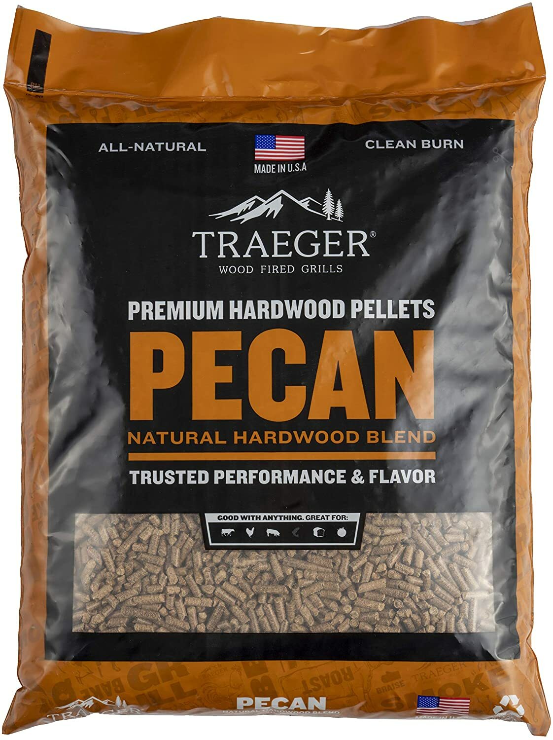 Pecan 100% All-natural Hardwood Pellets Grill, Premium, 20 L