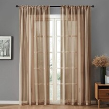 Solid Sheer 2 Rod Pocket Panels 40 Wx84 L Beige Light Filtering