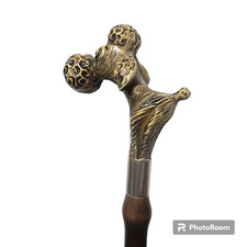 Vintage Original Bamboo Cane Shoehorn With Dog Head Italy 22''