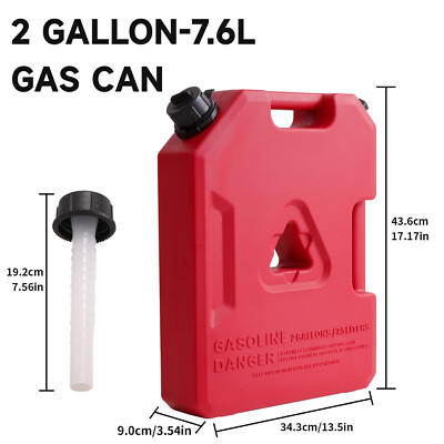2 Gallon Large Capacity Gas Gasoline Can Fuel Tank Pack 7.6L Petrol Container