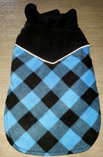 MALE DOG BLACK BLUE PLAID WINTER COAT FLEECE LINED MEDIUM SUPER CONDITION 