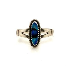 Vintage Sterling Wheeler Mfg. Navajo Southwest Blue Abalone Shell Ring sz 8 1/2