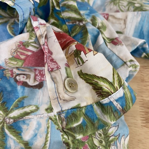 Kahala Shirt Men's XL Hawaiian Camp Shirt Christmas Santa Hula Girls Made in USA - Picture 11 of 13