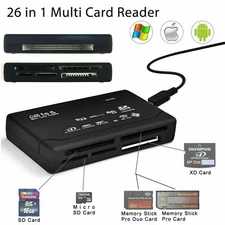 Mini 26-IN-1 USB 2.0 High Speed Memory Card Reader For CF xD SD MS SDHC Black