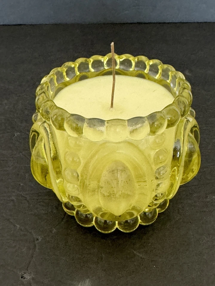 Yellow Bobble Glass Candle Jar Homemade Soy Hand Poured Fresh Citrus Spice - Image 4 of 4