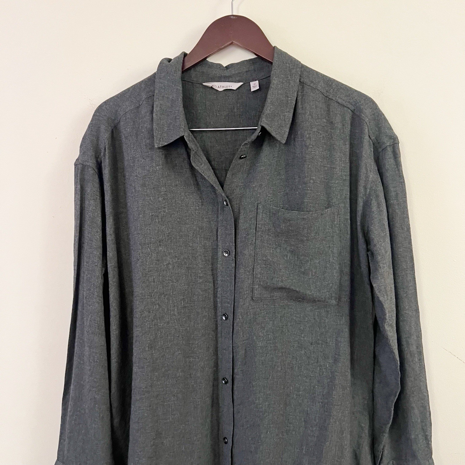 Athleta Dark Gray Collared Button Down Shirt Size… - image 3
