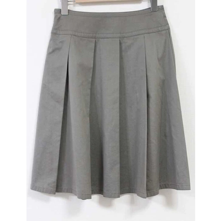 Falda midi plisada Burberry etiqueta negra mezcla de algodón caqui talla 36 Foto 4 de 4