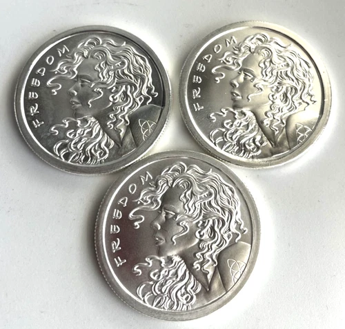 2013 Freedom Girl 1 Oz. Silver Bullet/Silver Shield .999 Silver Proof - Lot Of 3