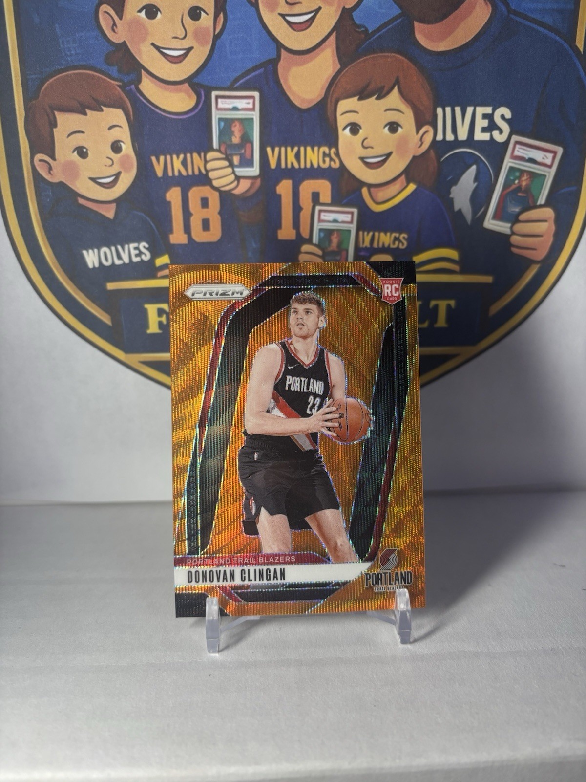 2024-25 Panini Prizm #221 Donovan Clingan Prizms Wave Orange Rookie Card RC #/60