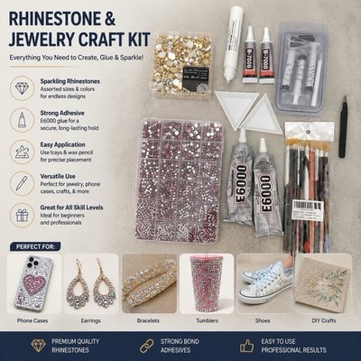 Rhinestone Jewelry Craft Lot E6000 Glue DIY Bling Tumblers Phone Case Starter