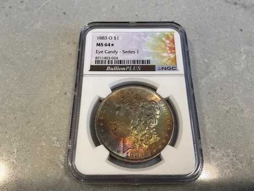 1883-O Morgan Silver $1 Dollar NGC MS 64 Star Bullion Plus Eye Candy Toned