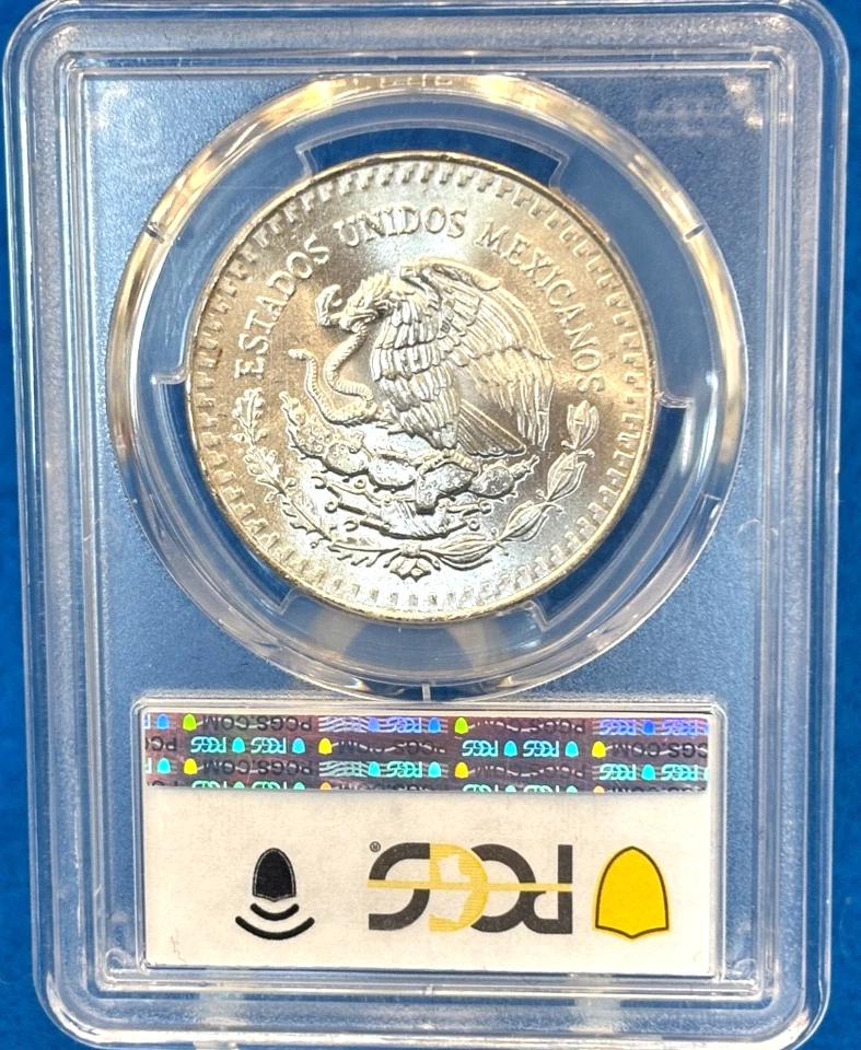 1985 Mexico Silver 1 Onza .999 Silver PCGS MS67 Toned - Image 2 of 2