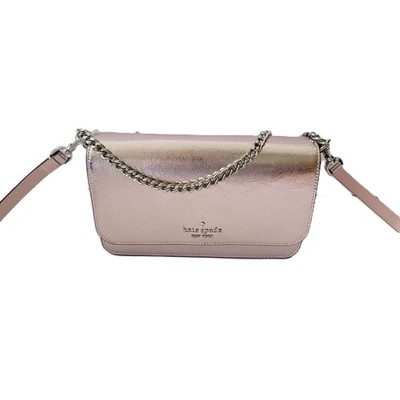 Kate Spade KN218 Madison Crinkle Metallic Mini Flap Crossbody Bag Lilac Moon