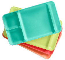 Tupperware Divided Food Lunch Serving Tray Set of 4 Multicolor NIB