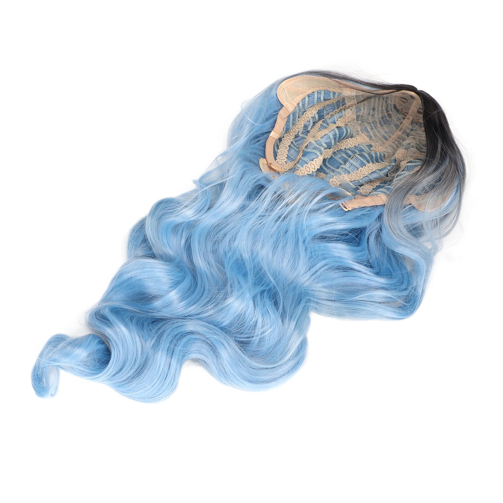 NEW Gradient Blue Wig Middle Part Wavy Curly Wig Synthetic Wig For Life Cosplay