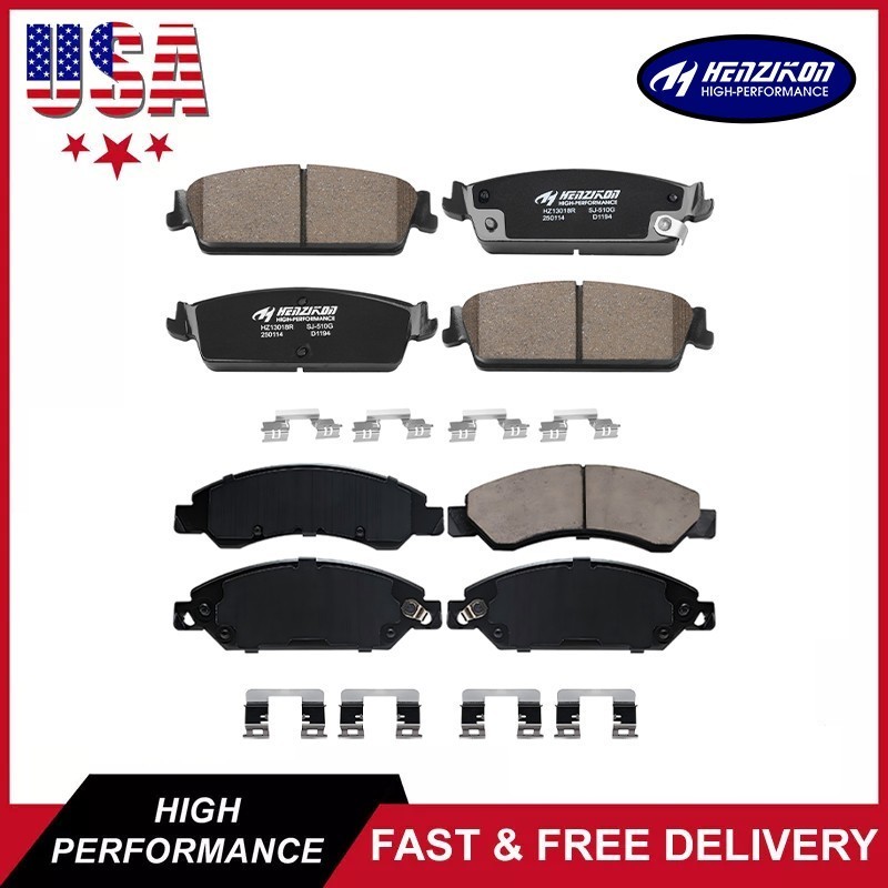Fit Cadillac Escalade Avalanche Silverado Tahoe Front + Rear Ceramic Brake Pads