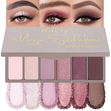 6 Colors Pink Eyeshadow Palette, Nude Pink Plum Mauve Champagne Rose Orchid Wine