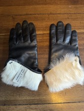 Lord & Taylor Black Leather Gloves Fur Lined ...