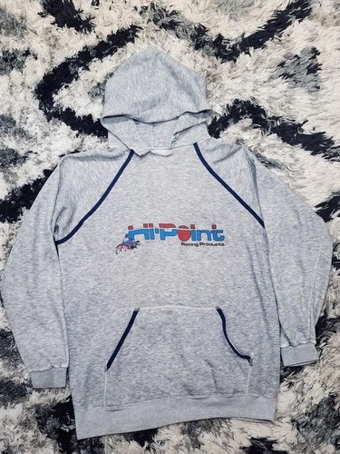 Vintage Mens Hi Pont Racing Hooded Sweater Medium Distressed Ripped Neck 90's