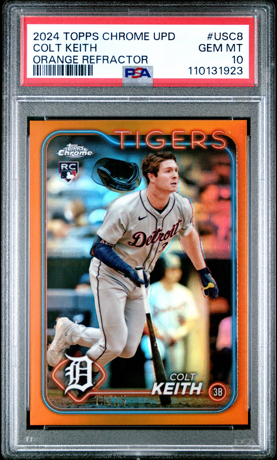 2024 TOPPS CHROME UPDATE ORANGE REFRACTOR #USC8 COLT KEITH 13/25 PSA 10