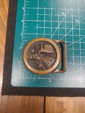 VTG 1978 Tech Ether Guild Moose Solid Brass Belt Buckle Wildlife Made in USA