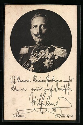 Postcard Kaiser Wilhelm II. of Prussia in uniform with medal, I know no party 