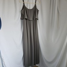 Show Me Your MuMu. Caitlin Ruffle Maxi Dress.  Color: Soft Charcoal Crisp. Large