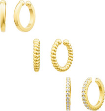 4 Pairs Chunky Small Huggie Hoop Earrings for Women - Dainty 14K Gold/Sterling S