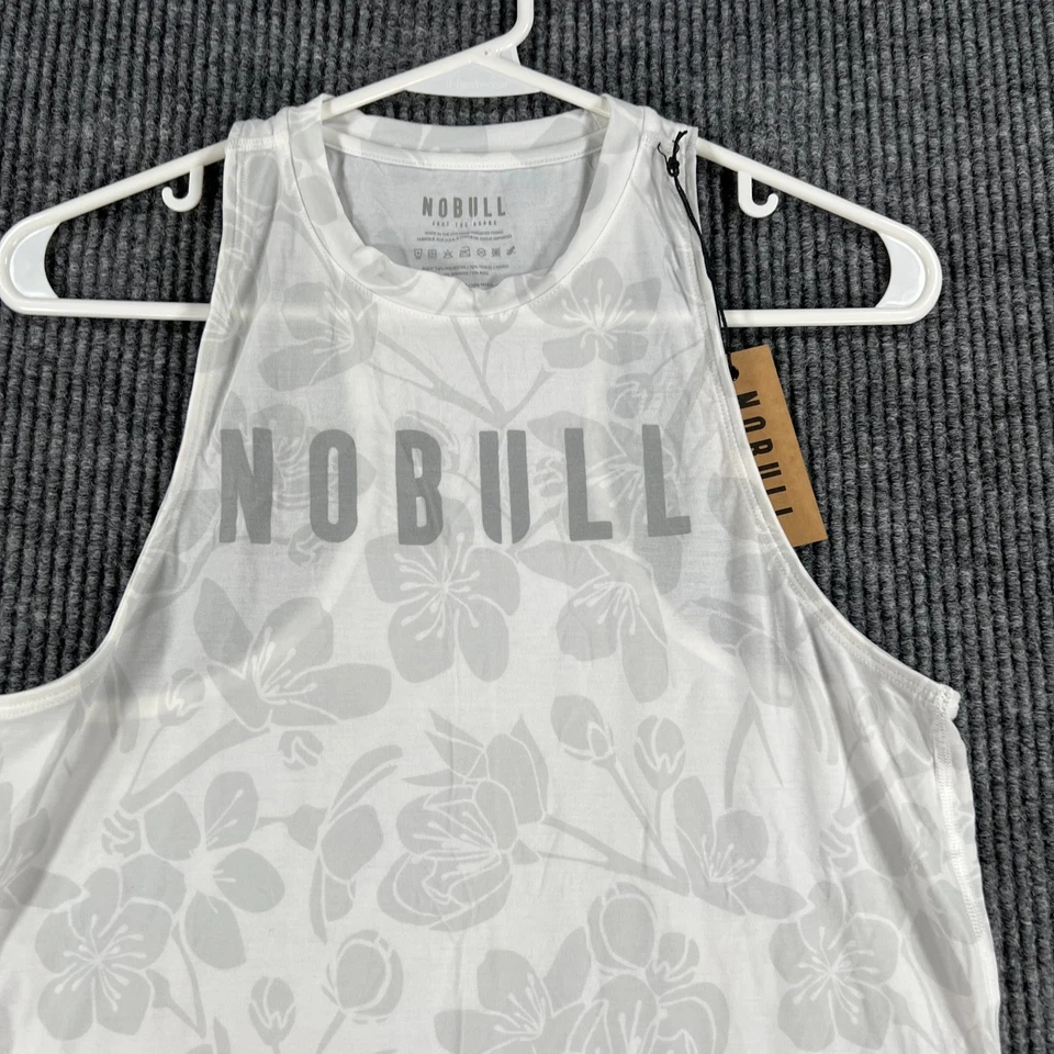 Camiseta sin mangas NoBull para mujer XS extra pequeña blanca gris floral CrossFit gimnasio nueva Foto 4 de 4