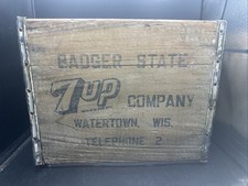 Antique Rare 7up Siphon Bottle Wood Crate Badger State Watertown Wis Telephone 2