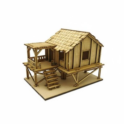 2-stöckiges Haus Modell Zum Selbermachen Montage Miniatur Holzgebäude Handarbeit Geschenk
