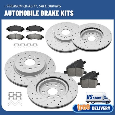 Front & Rear Drilled Rotors &Ceramic Brake Pads for Gmc Acadia Buick Chevrolet