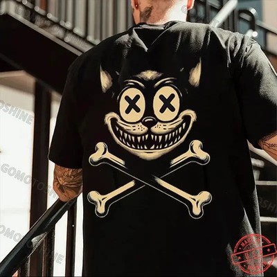 Cat Skull Print Men's T-Shirt