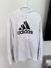 Adidas Woman Heather Gray Big Logo pullover long sleeve hoodie Size XL