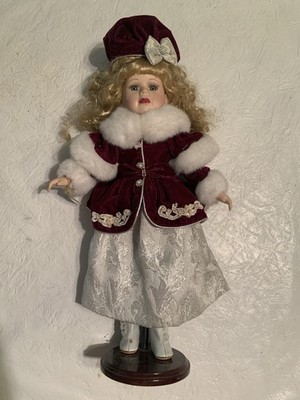Victorian Primrose Collection Claire Joy Genuine Porcelain Doll On Stand