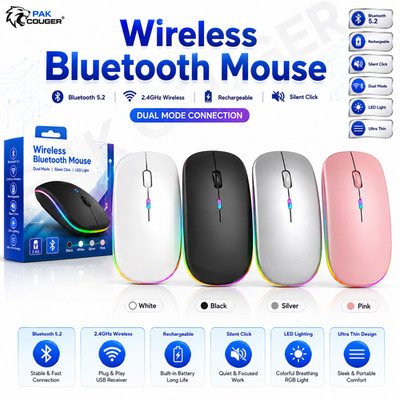 2,4 GHz Wireless UltraSlim USB Wiederaufladbare Maus Kabellos Optisch PC Laptop