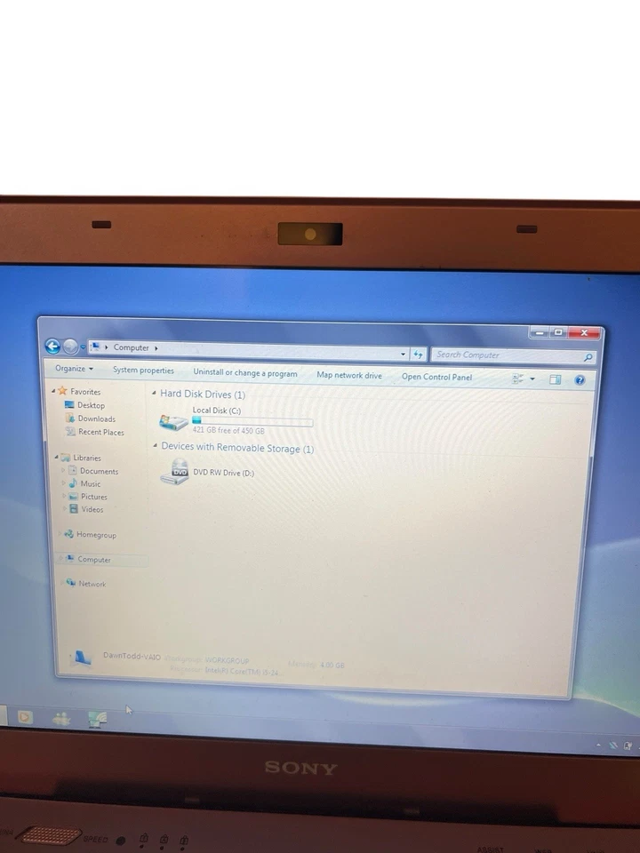 Sony VAIO S Series Pink 13.3” Laptop Core i5 4GB 500GB DVD-RW Case Win7 Works - Image 4 of 4