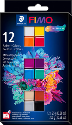 FIMO Professional Materialpackung Basic 12 Stck Modelliermasse Knetmasse Set