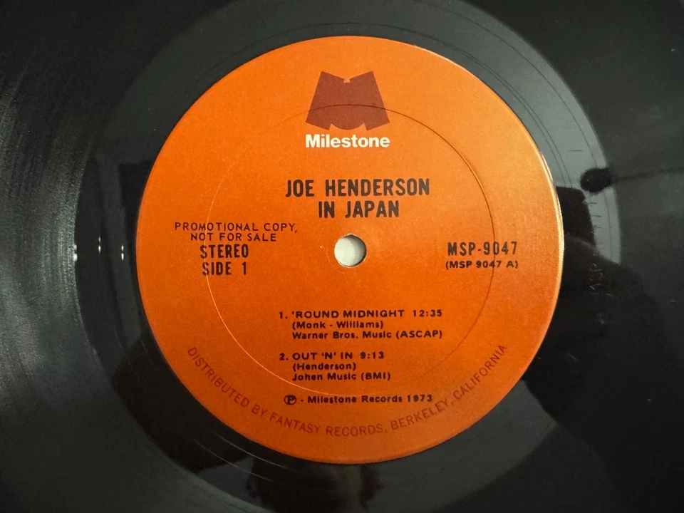 Joe Henderson In Japan PROMO LP - Van Gelder ~ Milestone MSP-9047 VG+ - Image 3 of 4