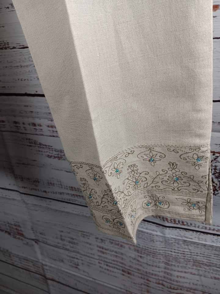 Jillian Jones 2 Piece Set Outfit US Women's 4 Beige Linen Pants Top Lagenlook - Image 4 of 4