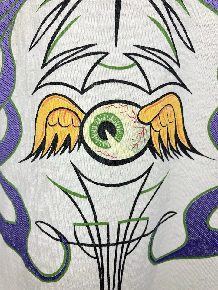 vintage True original VonDutch y2k flying eyeball shirt With Pinstriping Design - Image 4 of 4