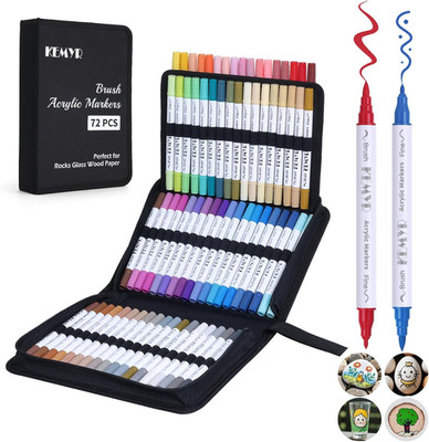 72 Farben Acrylstifte Set,Acrylmarker Wasserfeste Für Steine, Holz,Glas,Papier,A