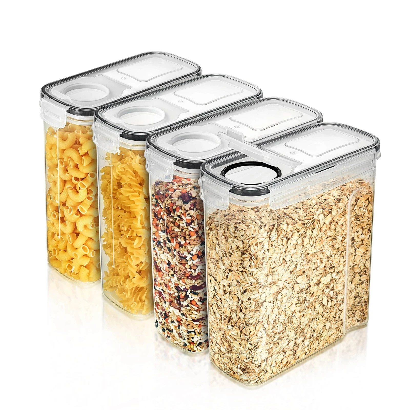 Airtight Food Storage Dispenser Set 4 Pack Beans Pasta Cereals & More