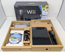 Nintendo Wii Black Console w/ Box  Wii Sports  Wii Sports Resort Combo Disc 