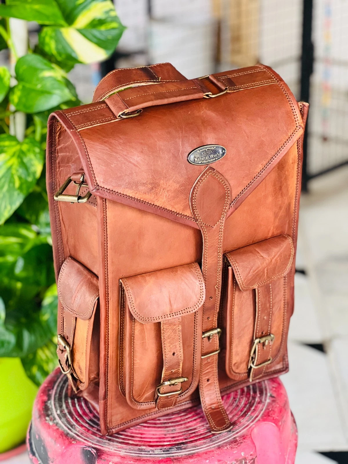 New Hygienic Leather Bag Backpack Laptop Rucksack Vintage Men Genuine S Travel
